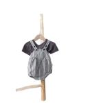 Unisex Striped Short-sleeve Rompers With Suspenders For Summer