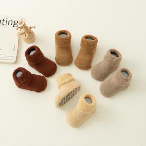 Newborn Baby AutumnWinter Terry-Style Fleece-Lined Non-Slip Floor Socks