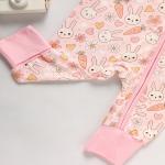 Baby Girl's Cute Bunny Romper, Rabbit Carrot Print Zip-Up Long Sleeve Onesie For Holiday And Outdoor Wear