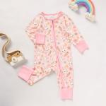 Baby Girl's Cute Bunny Romper, Rabbit Carrot Print Zip-Up Long Sleeve Onesie For Holiday And Outdoor Wear