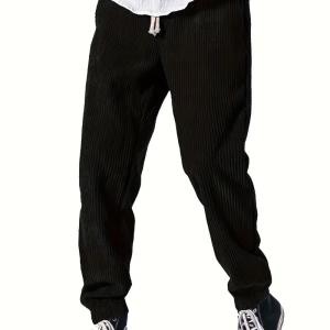 Mens Thickened Waffle-Weave Sporty Casual Pants For Fall Winter