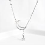 Niche Minimalist 925 Sterling Silver Moon And Star Tassel Necklace