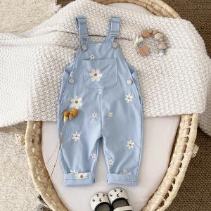 Baby Floral-embroidered Casual Sleeveless Romper