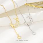 Niche Minimalist 925 Sterling Silver Moon And Star Tassel Necklace