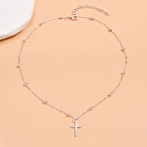 Simple Alloy Cross Pendant Necklace For Women