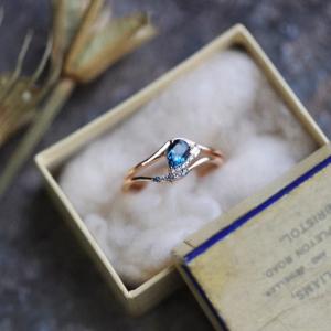 Red Elk S925 Sterling Silver Vintage Blue Zircon Micro Set Ring