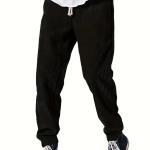 Mens Thickened Waffle-Weave Sporty Casual Pants For Fall Winter
