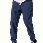 Mens Thickened Waffle-Weave Sporty Casual Pants For Fall Winter