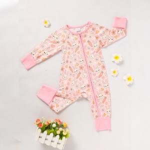 Baby Girl's Cute Bunny Romper, Rabbit Carrot Print Zip-Up Long Sleeve Onesie For Holiday And Outdoor Wear