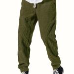 Mens Thickened Waffle-Weave Sporty Casual Pants For Fall Winter