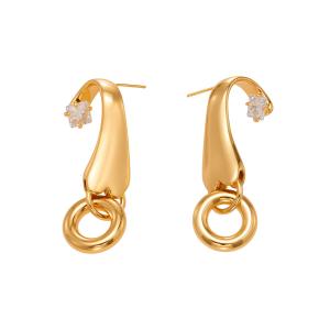 Zircon-inlaid Geometric Circular Pendant Earrings