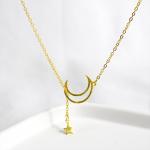 Niche Minimalist 925 Sterling Silver Moon And Star Tassel Necklace