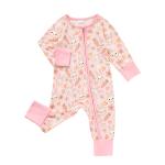 Baby Girl's Cute Bunny Romper, Rabbit Carrot Print Zip-Up Long Sleeve Onesie For Holiday And Outdoor Wear