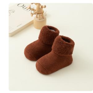 Newborn Baby AutumnWinter Terry-Style Fleece-Lined Non-Slip Floor Socks
