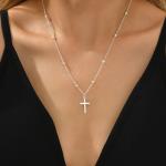 Simple Alloy Cross Pendant Necklace For Women