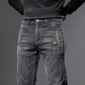 Mens Autumn Denim Jeans Casual Pants