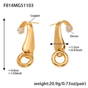 Zircon-inlaid Geometric Circular Pendant Earrings