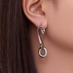 Zircon-inlaid Geometric Circular Pendant Earrings